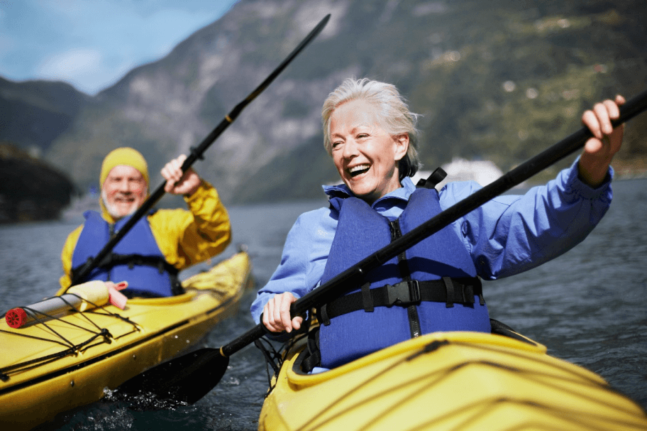 women in a kayak 